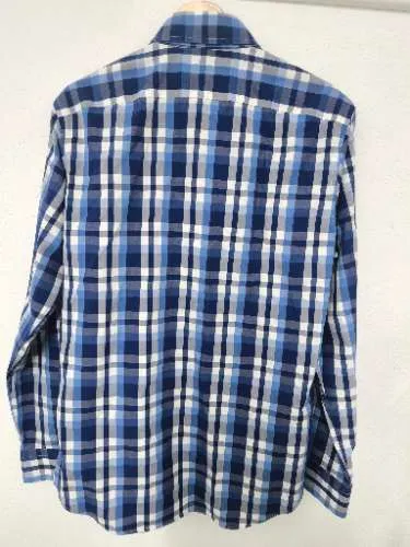 Banana Republic Herren Hemd Kariert Blau Weiß Slim Fit Gr. M 2
