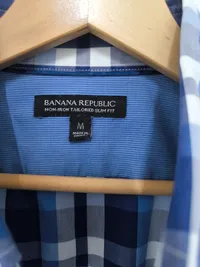 Banana Republic Herren Hemd Kariert Blau Weiß Slim Fit Gr. M 5