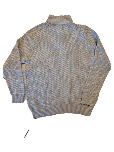 LANDS' END Herren Strickpullover Troyer Gr. L Grau Baumwolle Zopfmuster
