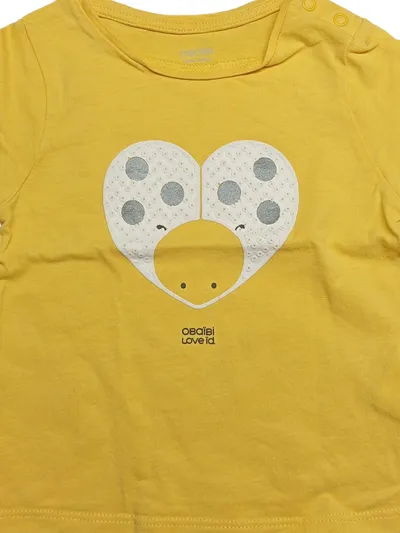 Obaïbi Kinder T-Shirt Kurzarm Baumwolle Gelb Tiermotiv Gr. 74