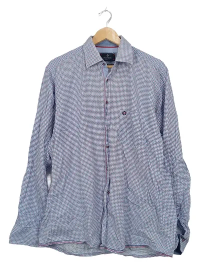 HATICO Sport Herren Business Hemd Gr. 40/L Blau Geometrisch Baumwolle