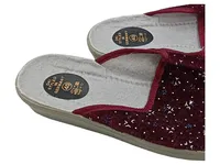 DKI Damen Hausschuhe Pantoffeln Gr. 40 Bordeaux Blumenmuster Filz 2