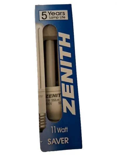 Zenith Saver Energiesparlampe 11W 550Lm E14 230V Weiß Länglich