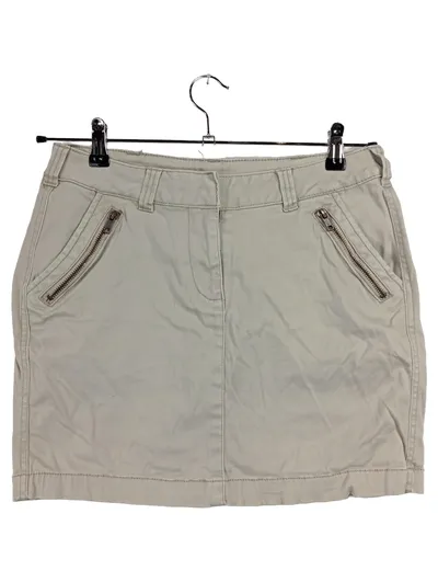 1982 Damen Minirock Gr. 38 Beige Baumwolle Reißverschlusstaschen