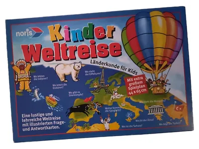 Noris Kinder Weltreise Lernspiel Brettspiel Länderkunde Kids Weltkarte