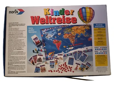 Noris Kinder Weltreise Lernspiel Brettspiel Länderkunde Kids Weltkarte