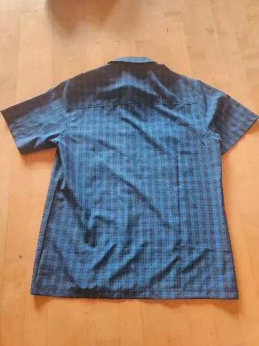 Jack Wolfskin Herren Hemd Kurzarm Gr. M Blau Kariert Outdoor Polyester