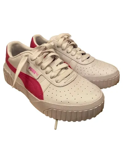 PUMA Cali Damen Sneaker Low Weiß Pink Gr. 37 Leder Sportschuhe