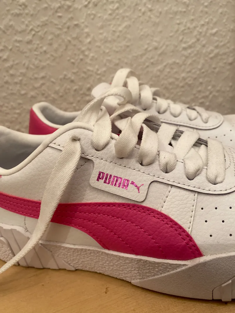 PUMA Cali Damen Sneaker Low Weiß Pink Gr. 37 Leder Sportschuhe 5