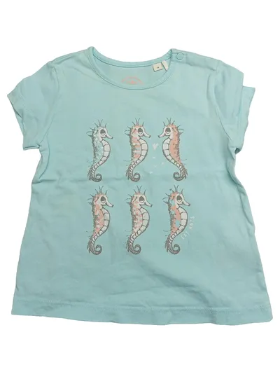 Eat Ants T-Shirt Kurzarm Kinder Tiermotiv Seepferdchen Türkis Gr. 74
