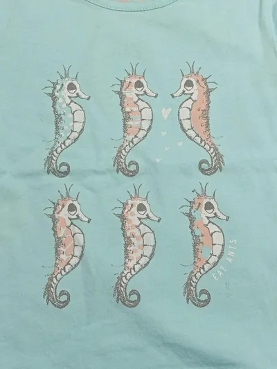 Eat Ants T-Shirt Kurzarm Kinder Tiermotiv Seepferdchen Türkis Gr. 74