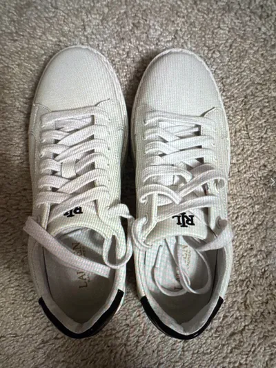 Lauren Ralph Lauren Sneaker Low Damen Leder Weiß Schnürung Gr. 38