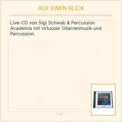 Sigi Schwab & Percussion Academia Live CD Jazz Album