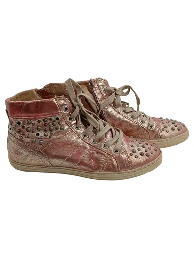 Belmondo Damen Sneaker High Rosa Leder Nieten Metallic Gr. 39