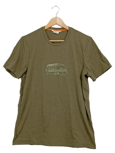 Icebreaker Herren Sport Shirt Gr. M Wolle Baumwolle Oliv Camper