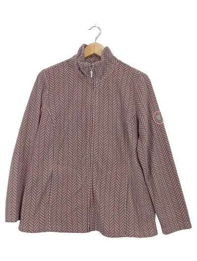 Collection L Fleecejacke Damen Gr. 42 Rosa Fischgrät Reißverschluss