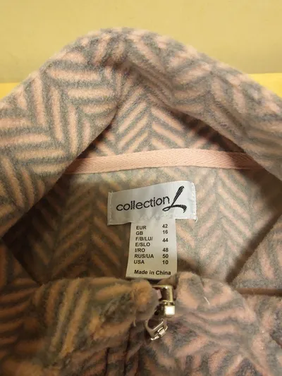 Collection L Fleecejacke Damen Gr. 42 Rosa Fischgrät Reißverschluss