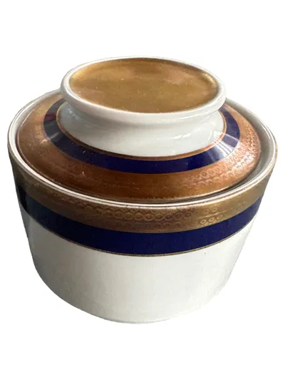 Winterling Porzellan Dose Deckel Echt Kobalt Scharffeuer Gold Blau