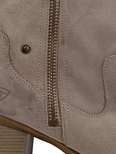 Tamaris Damen Stiefelette Gr. 38 Beige Wildleder Blockabsatz 8cm
