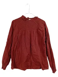 edc by Esprit Damen Bluse Gr. M Rot Baumwolle Raffungen Langarm 1