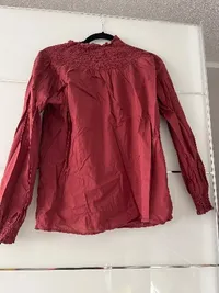 edc by Esprit Damen Bluse Gr. M Rot Baumwolle Raffungen Langarm 2