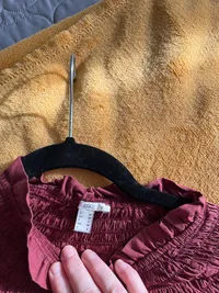 edc by Esprit Damen Bluse Gr. M Rot Baumwolle Raffungen Langarm 3