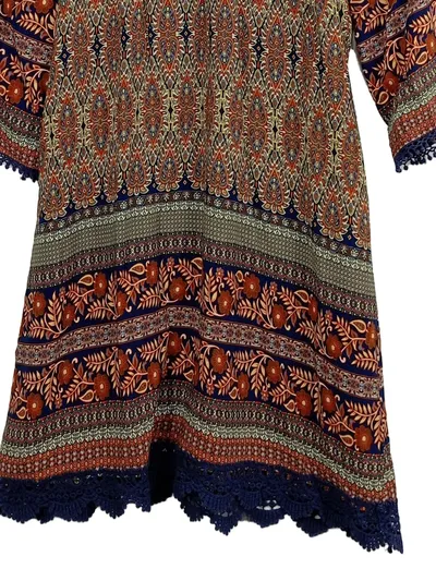 Apricot Tunikakleid Boho Ethno Viskose Spitze Freizeitkleid Gr. 38 M