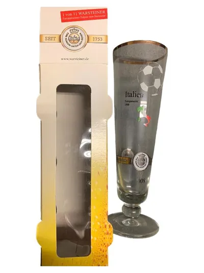 Warsteiner Bierglas Italien Europameister 1968 Sammelglas Tulpe 350ml
