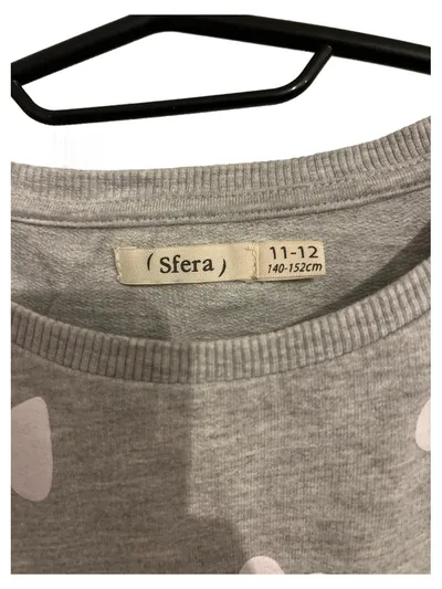 Sfera Mädchen Langarmshirt Gr. 140/152 Herzen Regenbogen Grau Glitzer