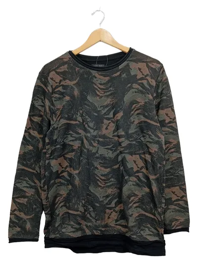 ZARA MAN Herren Pullover Camouflage Tarnmuster Gr. L Grün Streetwear