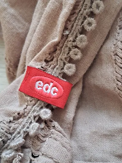 EDCO Damen Schal Häkel Baumwolle Bohemian Beige 73x47cm Freizeit