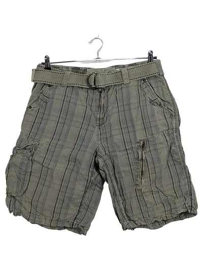 Fishbone Herren Cargo Shorts Kariert Grau mit Gürtel Gr. L W33