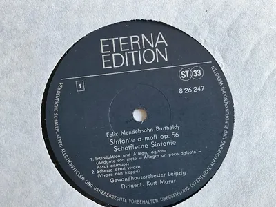 Mendelssohn Schottische Sinfonie a-moll op.56 Vinyl LP Eterna Masur Leipzig