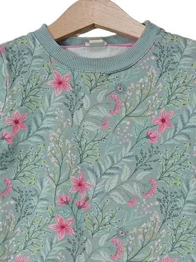 ALANA Mädchen Pullover Gr. 92 Blumenmuster Bio-Baumwolle Grün