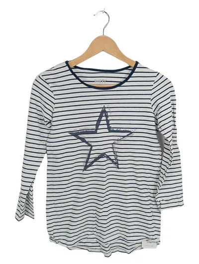 Happy Kids Langarmshirt Mädchen Gr. 146/152 Gestreift Stern Maritim Weiß Blau