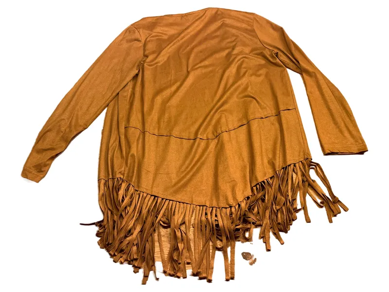 2hearts Damen Cardigan Fransen Boho Strickjacke Braun Gr. 36/S 4