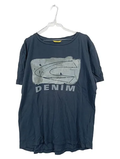 Camel Active Herren T-Shirt DENIM Logo-Print Blau Gr. XL Bio-Baumwolle