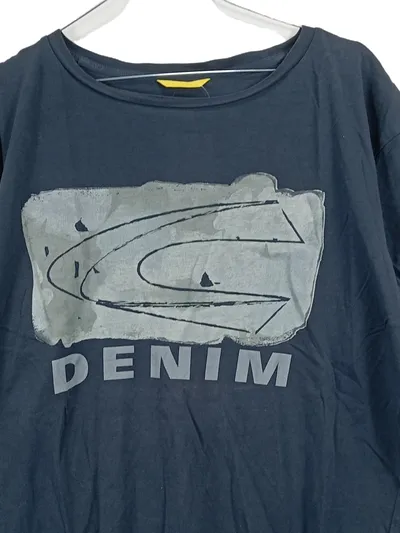 Camel Active Herren T-Shirt DENIM Logo-Print Blau Gr. XL Bio-Baumwolle