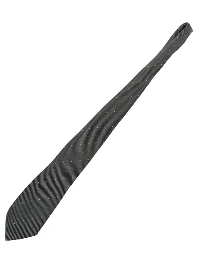 Ingres Weiss Krawatte Seide Herren Grau Gestreift Gepunktet Business 144cm