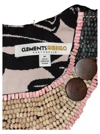 Clements Ribeiro Etuikleid Damen Gr. M/38 Schwarz Beige Perlenbesatz 6