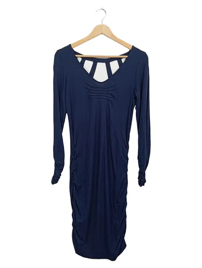 Jones Jerseykleid Elegant Party Blau Langarm Raffung Gr. 36