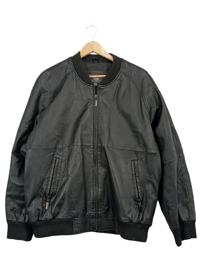 TCM Lederjacke Bomberjacke Herren Gr. 48/50 Schwarz Echtleder Casual