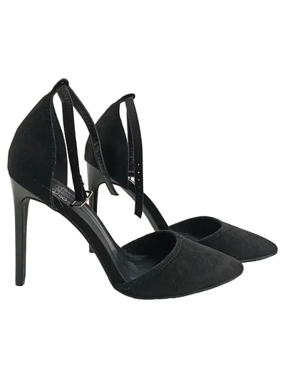 Even&Odd Elegante Damen Pumps Knöchelriemen Stiletto Wildleder Schwarz 39