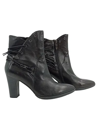 Tamaris Damen Stiefelette Leder Schwarz Gr. 39 Nieten Reißverschluss Elegant