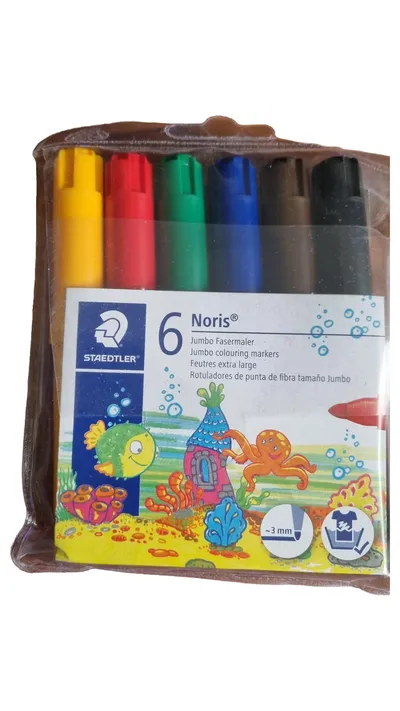 STAEDTLER Noris Jumbo Filzstifte 6 Stück Fasermaler 3mm NEU OVP
