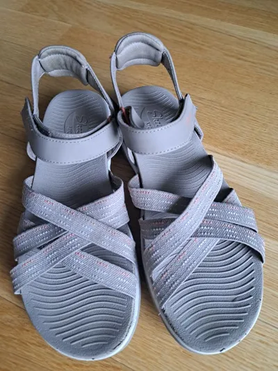 Skechers Arch Fit Sandalen Damen Gr. 36 Grau Sportlich Komfort