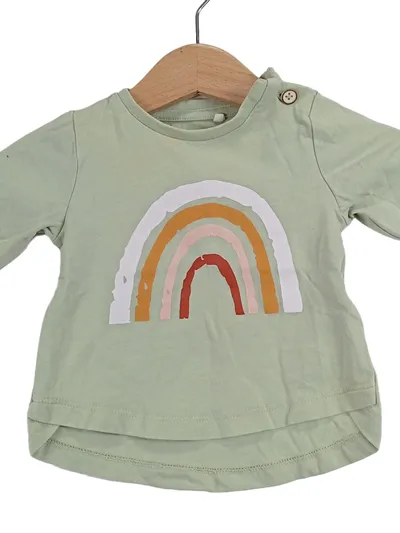 NAME IT Baby Langarmshirt Regenbogen Gr. 56 Mintgrün Baumwolle