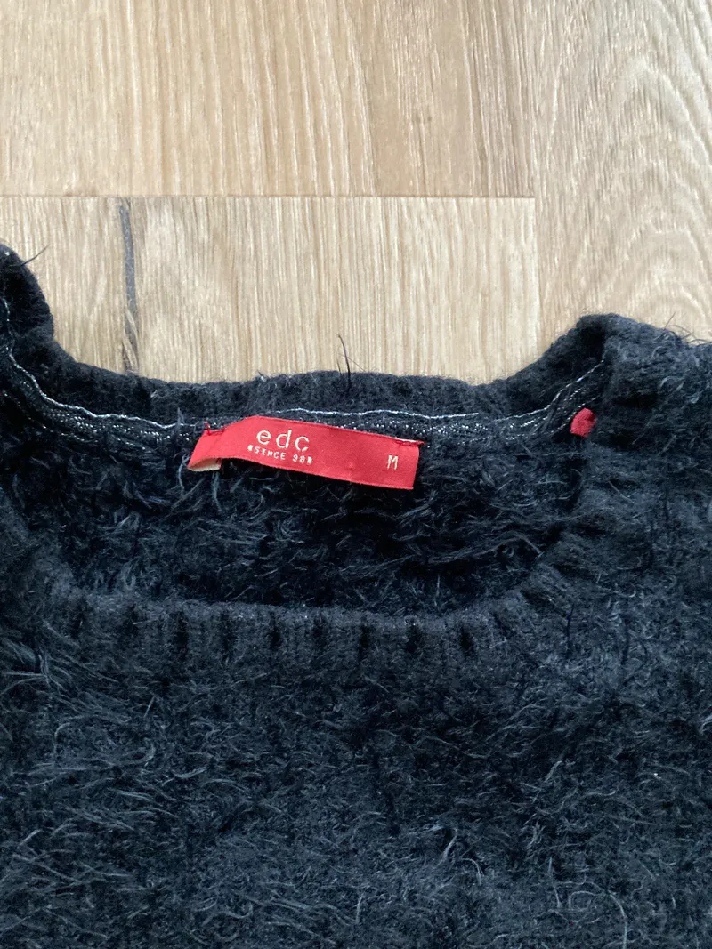 EDCO Damen Pullover Langarm Rippstrick Schwarz Gr. M Freizeit 4