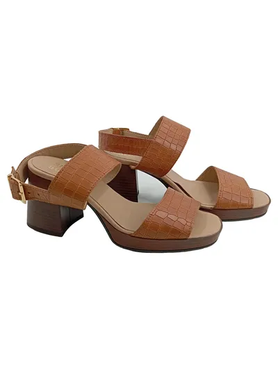 Bullboxer Damen Plateau Sandalen Gr. 39 Braun Krokoprägung Leder