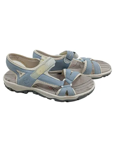 Rieker Damen Sandalen Gr. 41 Hellblau Klettverschluss Komfort Sommer